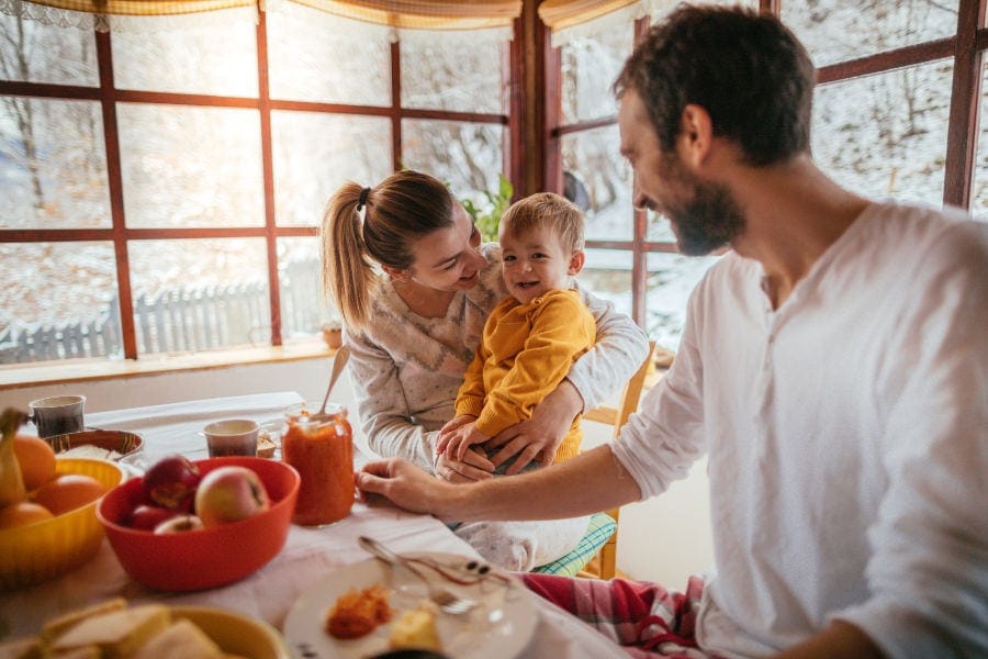 Family in the winter.