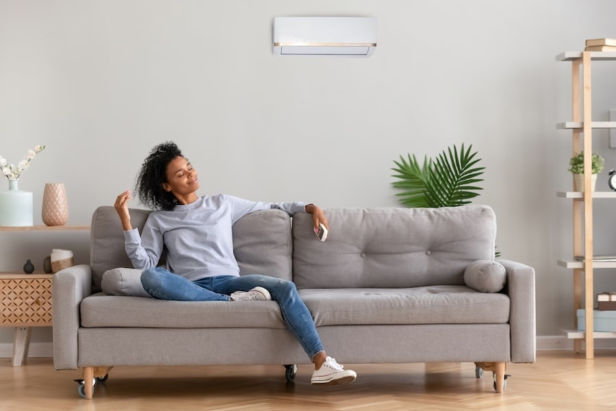 Woman relaxing in her home.